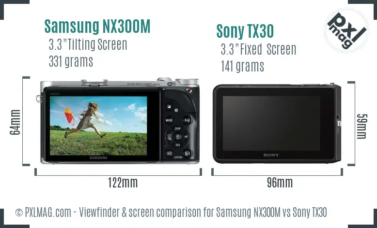 Samsung NX300M vs Sony TX30 Screen and Viewfinder comparison