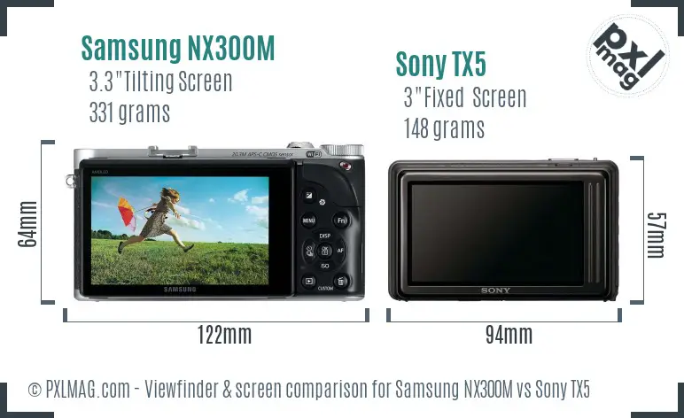 Samsung NX300M vs Sony TX5 Screen and Viewfinder comparison