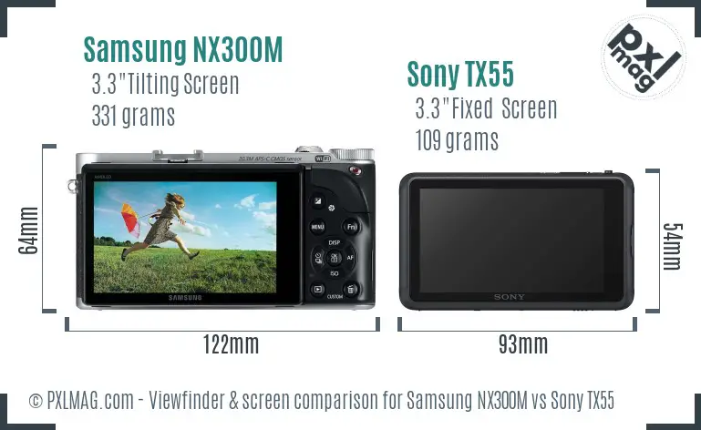 Samsung NX300M vs Sony TX55 Screen and Viewfinder comparison