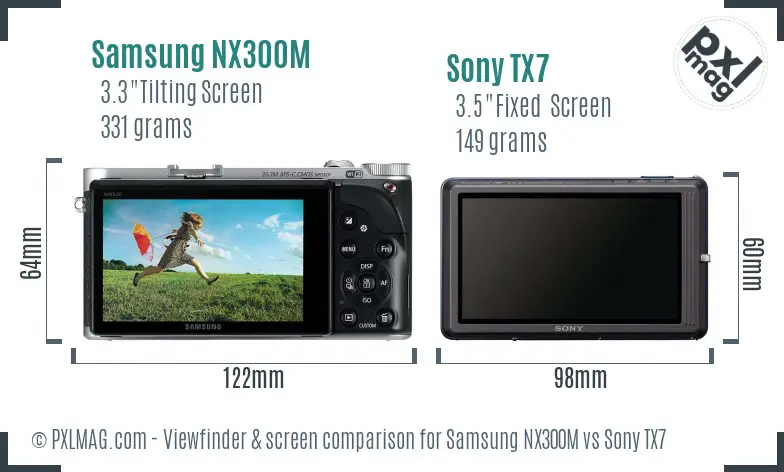 Samsung NX300M vs Sony TX7 Screen and Viewfinder comparison