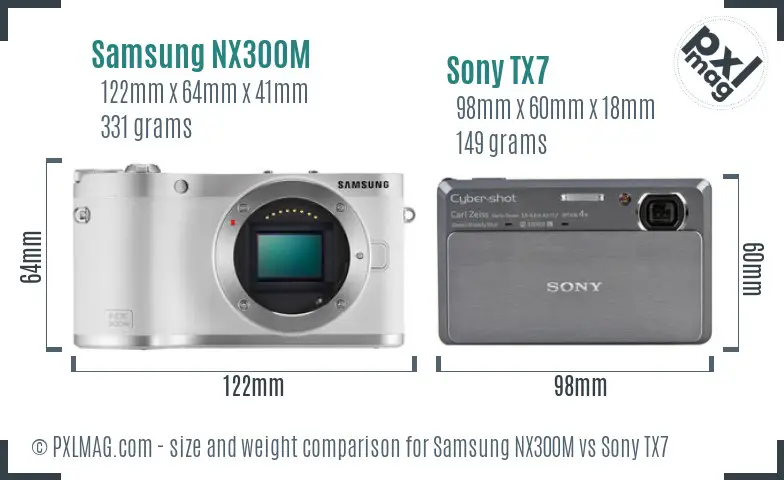 Samsung NX300M vs Sony TX7 size comparison