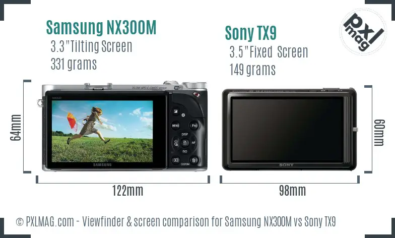 Samsung NX300M vs Sony TX9 Screen and Viewfinder comparison