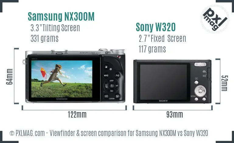 Samsung NX300M vs Sony W320 Screen and Viewfinder comparison