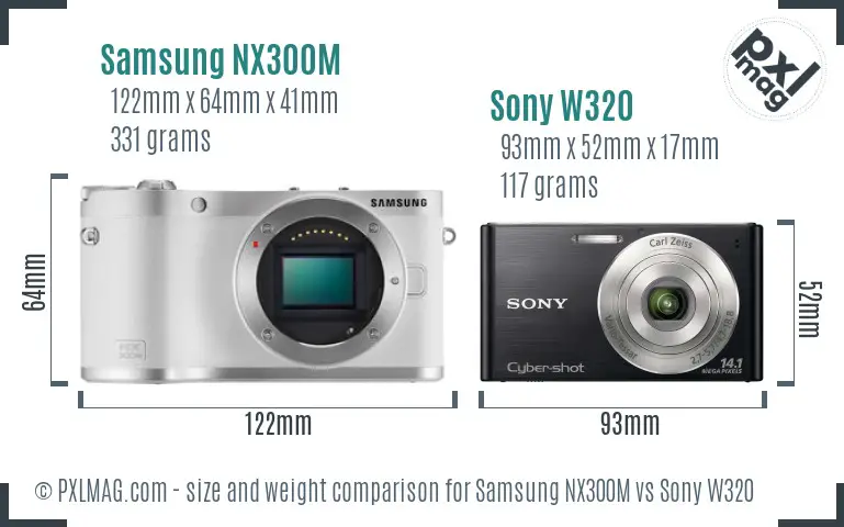 Samsung NX300M vs Sony W320 size comparison