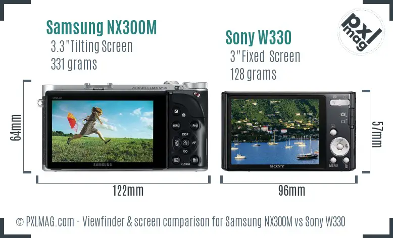 Samsung NX300M vs Sony W330 Screen and Viewfinder comparison