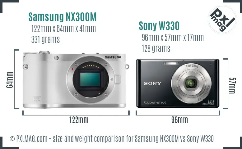 Samsung NX300M vs Sony W330 size comparison