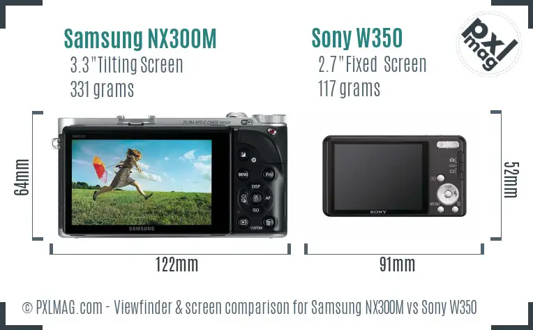 Samsung NX300M vs Sony W350 Screen and Viewfinder comparison