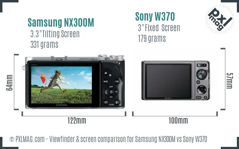 Samsung NX300M vs Sony W370 Screen and Viewfinder comparison
