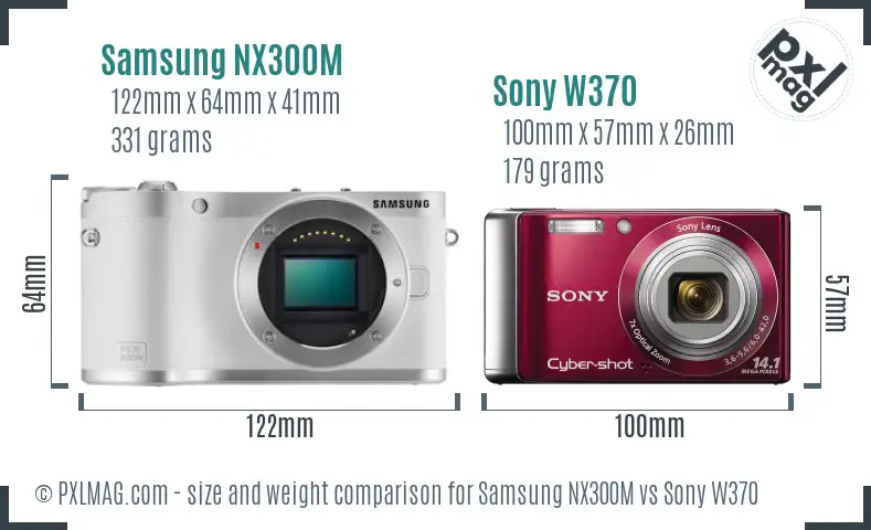 Samsung NX300M vs Sony W370 size comparison