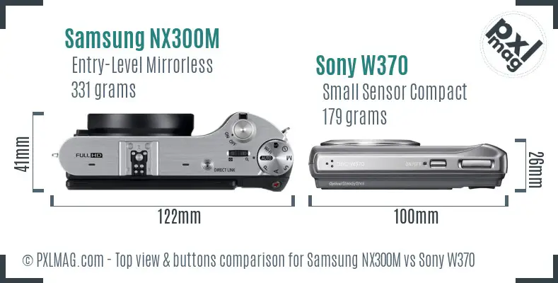 Samsung NX300M vs Sony W370 top view buttons comparison
