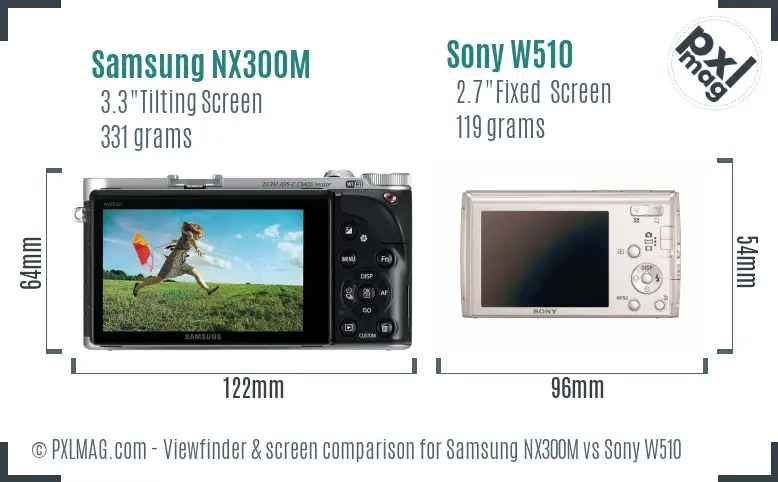 Samsung NX300M vs Sony W510 Screen and Viewfinder comparison