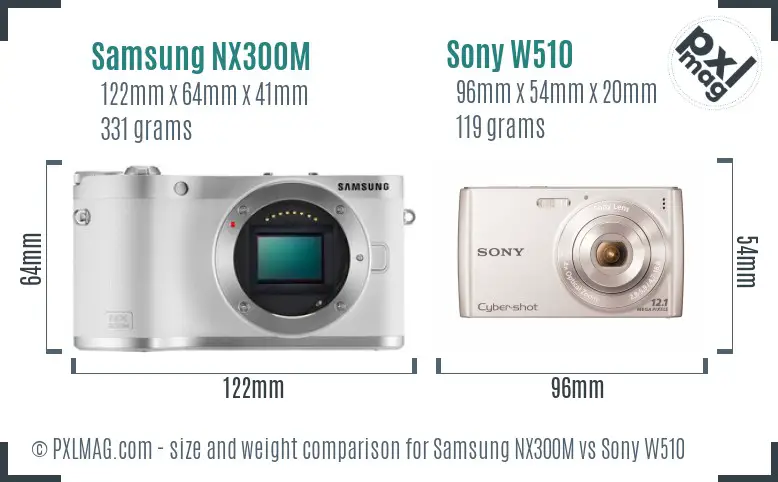 Samsung NX300M vs Sony W510 size comparison