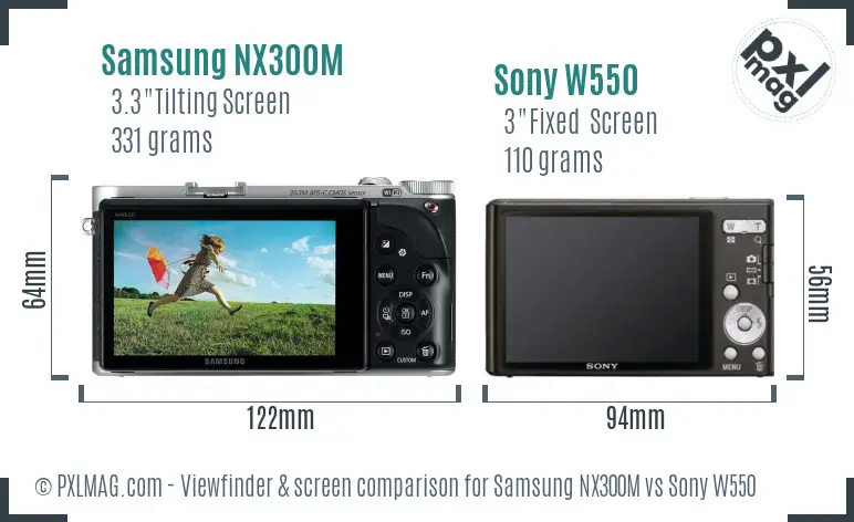 Samsung NX300M vs Sony W550 Screen and Viewfinder comparison