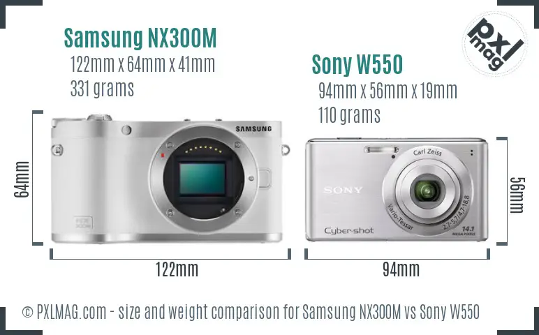 Samsung NX300M vs Sony W550 size comparison