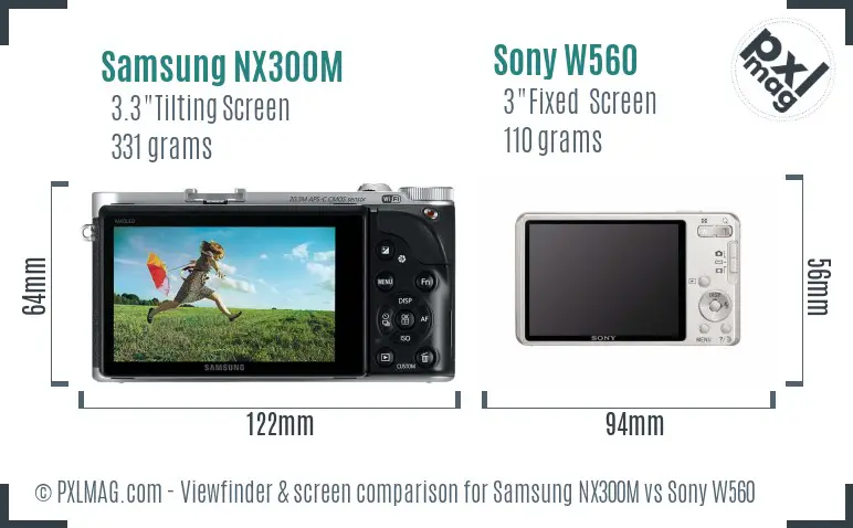 Samsung NX300M vs Sony W560 Screen and Viewfinder comparison