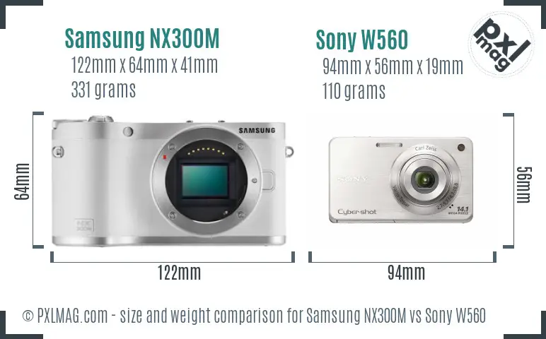 Samsung NX300M vs Sony W560 size comparison