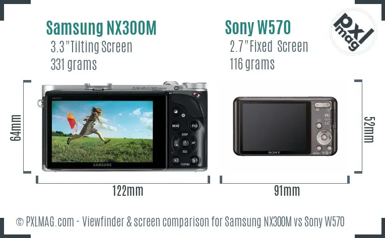 Samsung NX300M vs Sony W570 Screen and Viewfinder comparison