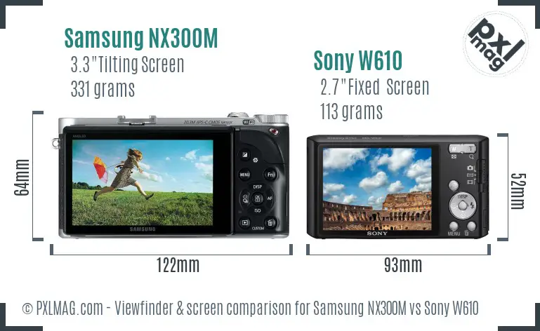 Samsung NX300M vs Sony W610 Screen and Viewfinder comparison