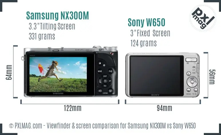 Samsung NX300M vs Sony W650 Screen and Viewfinder comparison