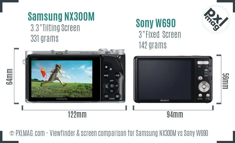 Samsung NX300M vs Sony W690 Screen and Viewfinder comparison