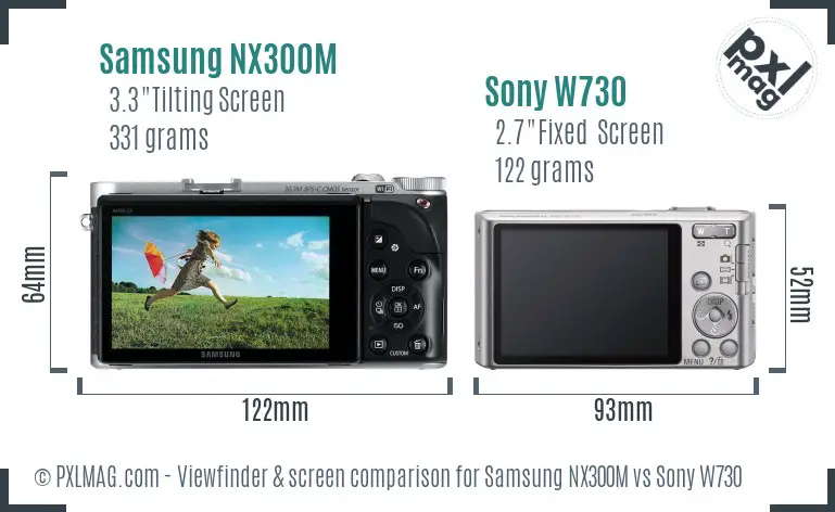 Samsung NX300M vs Sony W730 Screen and Viewfinder comparison