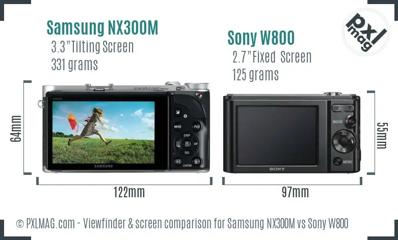 Samsung NX300M vs Sony W800 Screen and Viewfinder comparison
