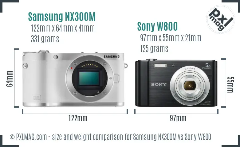 Samsung NX300M vs Sony W800 size comparison
