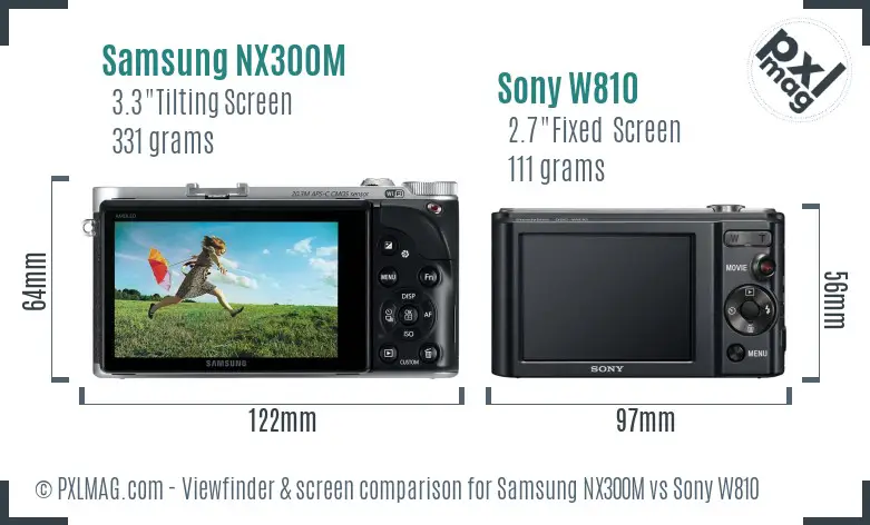 Samsung NX300M vs Sony W810 Screen and Viewfinder comparison