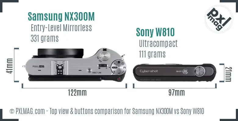 Samsung NX300M vs Sony W810 top view buttons comparison