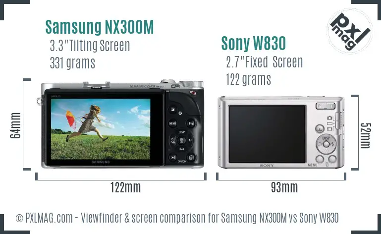 Samsung NX300M vs Sony W830 Screen and Viewfinder comparison