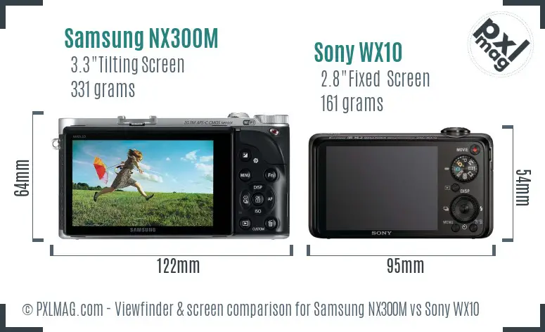 Samsung NX300M vs Sony WX10 Screen and Viewfinder comparison