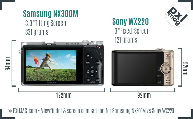 Samsung NX300M vs Sony WX220 Screen and Viewfinder comparison