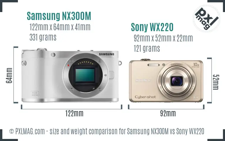 Samsung NX300M vs Sony WX220 size comparison