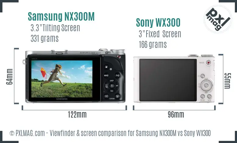 Samsung NX300M vs Sony WX300 Screen and Viewfinder comparison