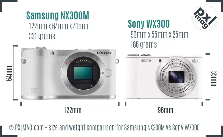 Samsung NX300M vs Sony WX300 size comparison