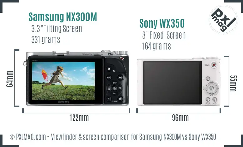 Samsung NX300M vs Sony WX350 Screen and Viewfinder comparison