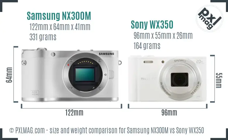 Samsung NX300M vs Sony WX350 size comparison