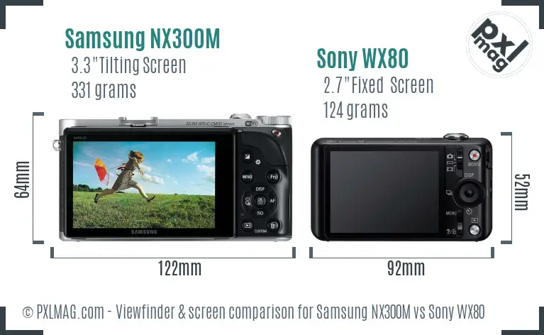 Samsung NX300M vs Sony WX80 Screen and Viewfinder comparison