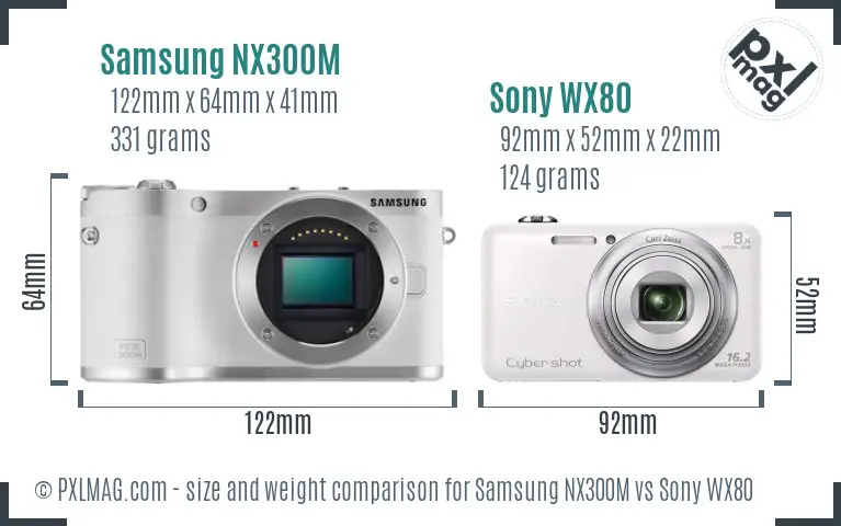 Samsung NX300M vs Sony WX80 size comparison