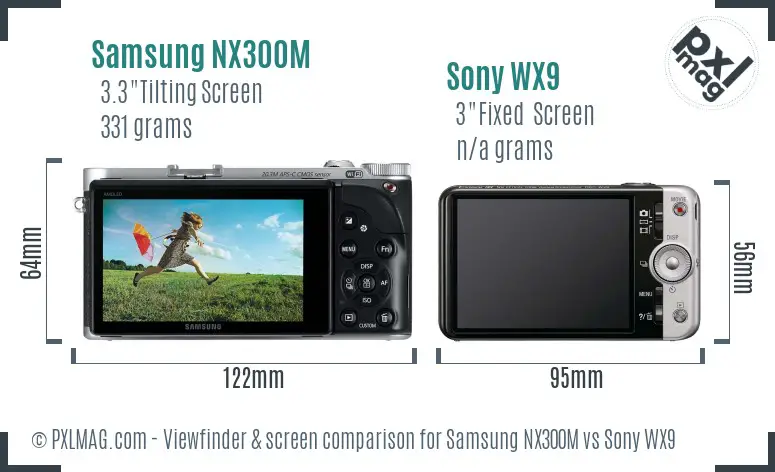 Samsung NX300M vs Sony WX9 Screen and Viewfinder comparison