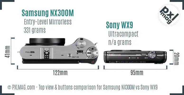 Samsung NX300M vs Sony WX9 top view buttons comparison