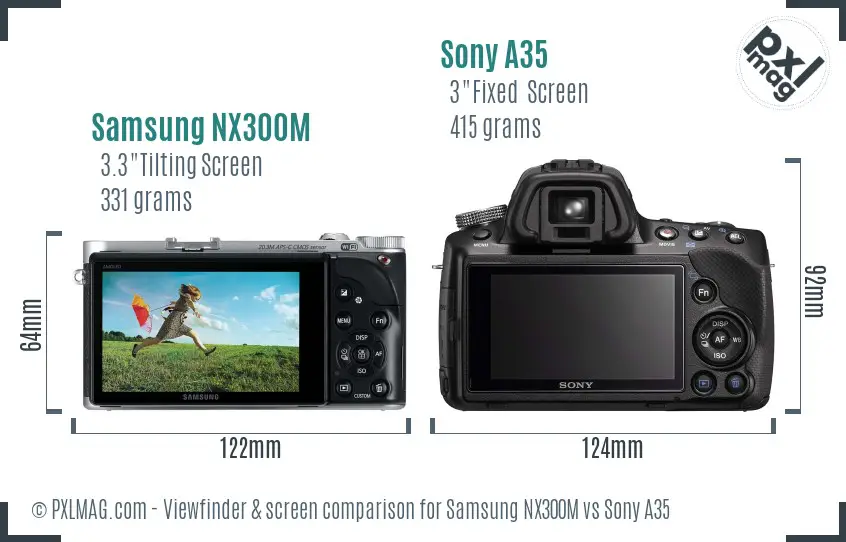 Samsung NX300M vs Sony A35 Screen and Viewfinder comparison