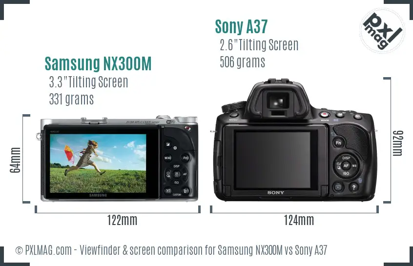 Samsung NX300M vs Sony A37 Screen and Viewfinder comparison