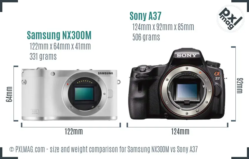 Samsung NX300M vs Sony A37 size comparison
