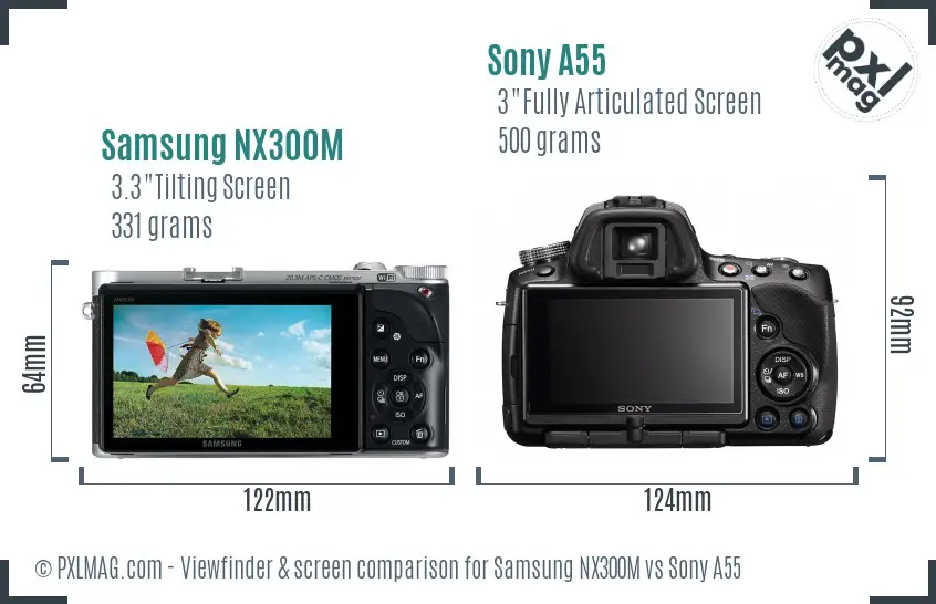 Samsung NX300M vs Sony A55 Screen and Viewfinder comparison