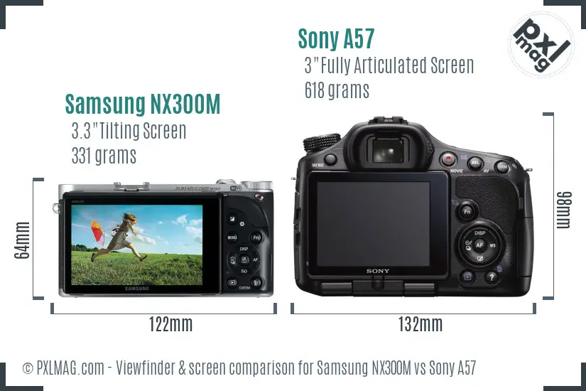 Samsung NX300M vs Sony A57 Screen and Viewfinder comparison