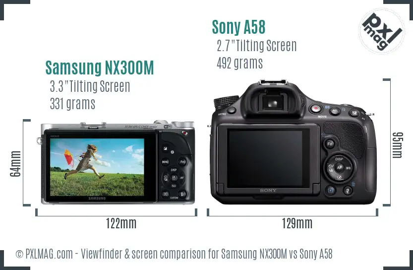 Samsung NX300M vs Sony A58 Screen and Viewfinder comparison