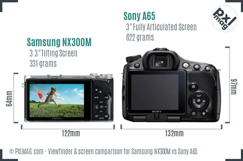 Samsung NX300M vs Sony A65 Screen and Viewfinder comparison