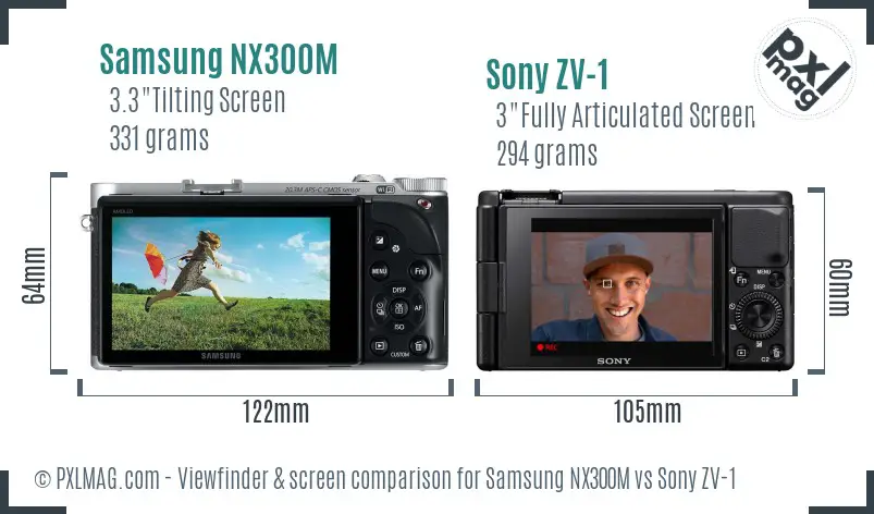 Samsung NX300M vs Sony ZV-1 Screen and Viewfinder comparison