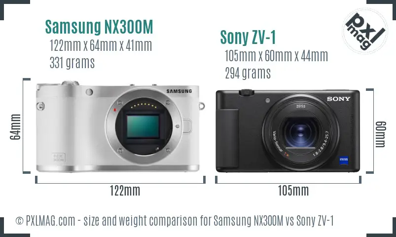 Samsung NX300M vs Sony ZV-1 size comparison